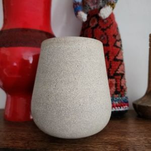Rachel Baydian Minimalist Stoneware Matte Gray Fine Art Pottery Vase/Cup